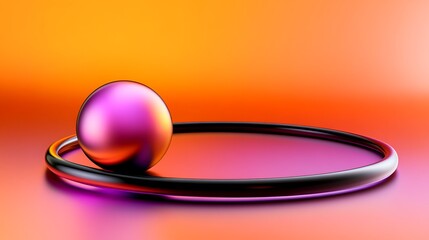 Purple sphere with ring, and orange backdrop.
