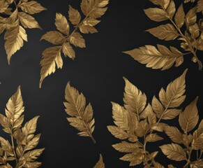Gold leaf accents on black cardstock, subtle texture,  event invitation,  leaf,  card