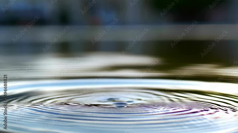 Aufkleber water surface ripple effect in soft daylight, concentric circles spreading across liquid surface, cr