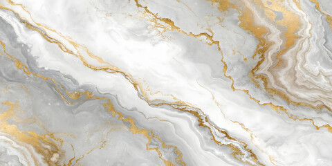Fototapeta premium Light marble with delicate gold veins stretching diagonally across the stone, blending crystalline white with warm metallic accents