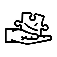 hand puzzle jigsaw line icon vector illustration