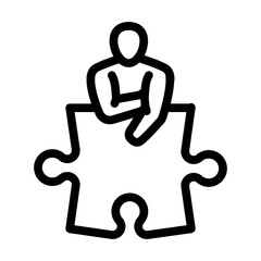 human puzzle jigsaw line icon vector illustration