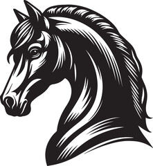 Black and White Berber Horse Vector Illustration – High-Quality Line Art Design
