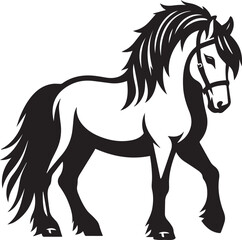 Black and White Berber Horse Vector Illustration – High-Quality Line Art Design
