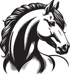 Black and White Berber Horse Vector Illustration – High-Quality Line Art Design