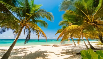 Obraz premium Palm trees under a blue sky