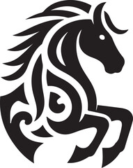 Black and White Berber Horse Vector Illustration – High-Quality Line Art Design