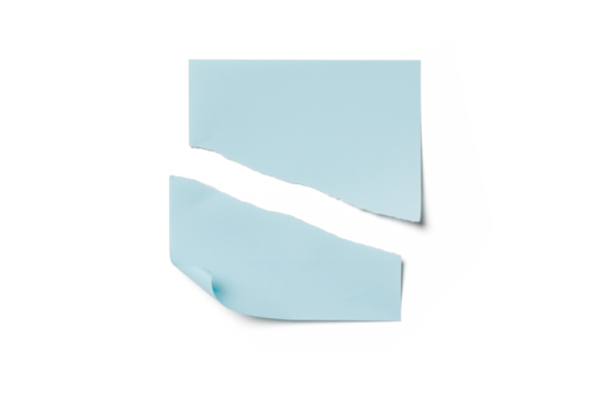 white torn or ripped blank sticky note paper isolated on transparent png background,realistic torn paper edges,design element for write with copy space - Powered by Adobe