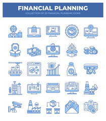 Financial Planning Icons. A Collection of 25 Essential Business Strategy and Investment Graphics
