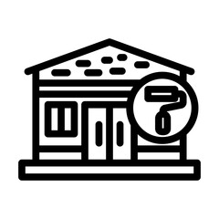 house frame painting wood frame line icon vector illustration