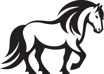 Black and White Berber Horse Vector Illustration – High-Quality Line Art Design