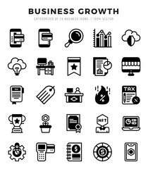 Business Growth icons set. Collection of simple Lineal Filled web icons.