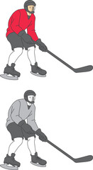 アイスホッケーの選手のイラストセット