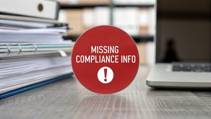 Tax Deal Compliance concept. Missing compliance information alert on a desk with paperwork.