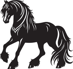 Black and White Berber Horse Vector Illustration – High-Quality Line Art Design