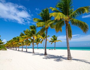 Obraz premium Palm trees under a blue sky