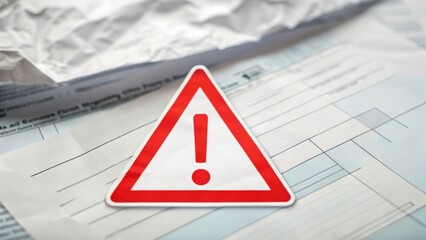 Tax Deal Compliance concept. Warning sign on forms, conveying caution or alertness.