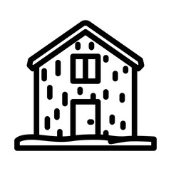 scandinavian style wood cabin line icon vector illustration
