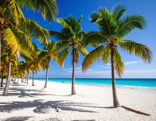 Palm trees under a blue sky