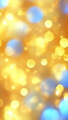 Obraz premium A vibrant abstract background featuring a blend of blue and gold bokeh lights. creating a dreamy atmosphere suitable for festive or celebratory themes