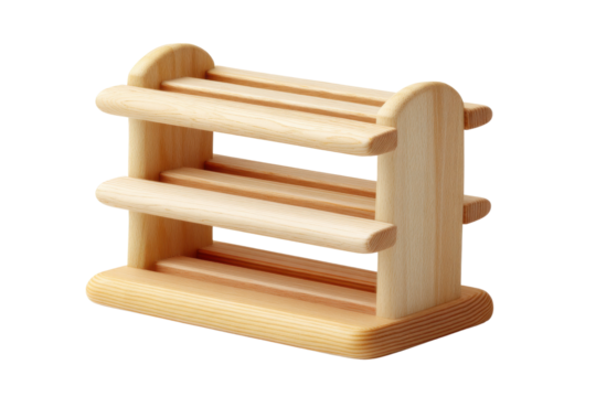 Minimalist wooden shelves with multiple tiers for organizing and displaying items in a modern and efficient way