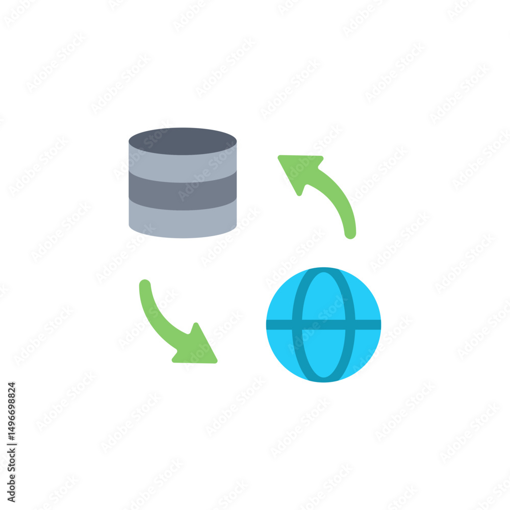 Poster data exchange illustration with world connection to database transfer