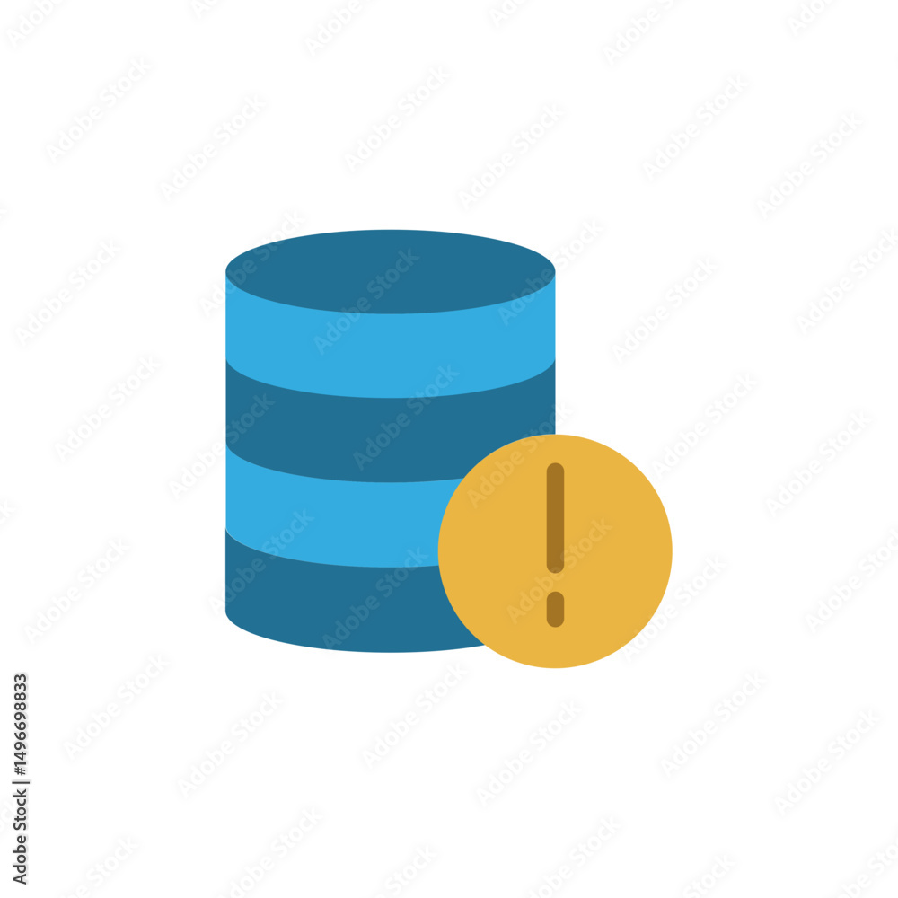 Poster database alert system: illustrative icon depicting data error and notification