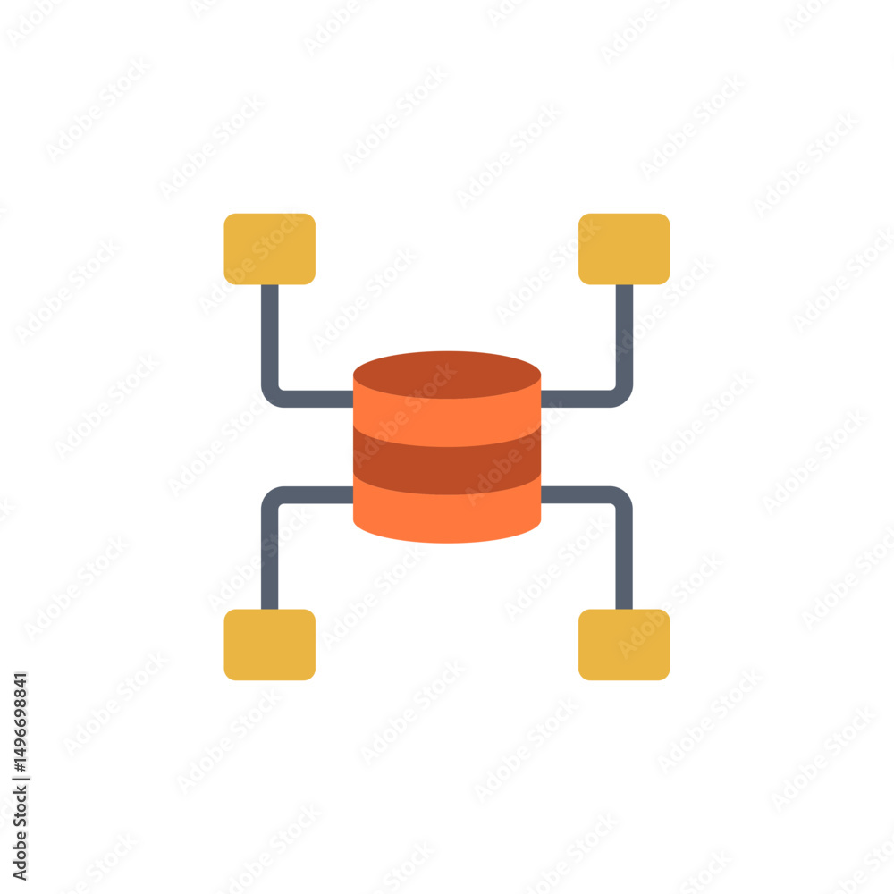 Poster decentralized data network system illustration on transparent background