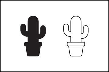 Obraz premium Cactus Solid & Line Art Silhouette