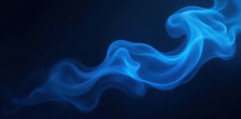 Ethereal blue smoke wisps against a deep black backdrop, abstract texture , rising, cool