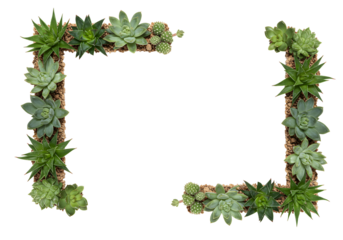 Organic green foliage square frame natural botanical garden border simple design