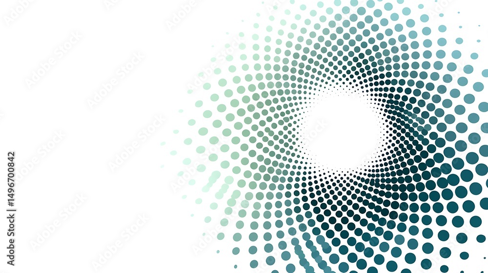 Poster minimalist abstract vector background with centered turquoise gradient dots on white space for moder