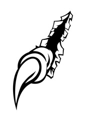 Hand drawn eagle claw fingers. scratch mark hole. Symbol icon logo.