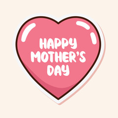 Cute Mother's Day sticker illustration of heart shaped balloons