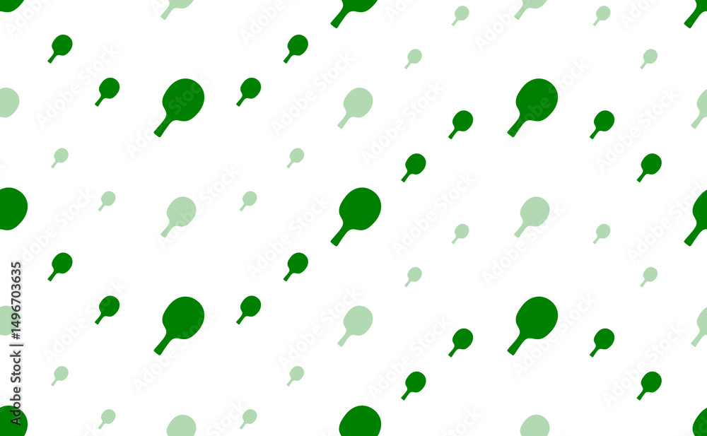 Poster seamless pattern of large and small green table tennis symbols. the elements are arranged in a wavy.