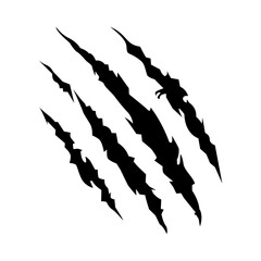 Hand drawn beast claws scratches. Four nails trace. Animal's claws.