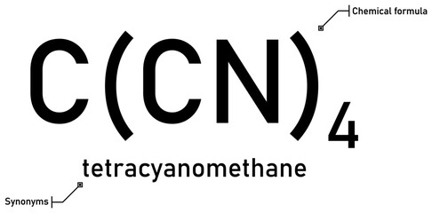 Tetracyanomethane chemical formula and synonyms with callout titles