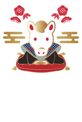 年賀2026　年賀状　2026　福助人形　午年　午　馬　和風　テンプレート　文字　デザイン　イラスト
