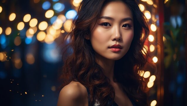 Glamorous Portrait of a Pretty Asian Woman Illuminated by LED Lights
- Powered by Adobe