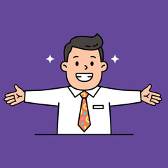Office-themed character with a thumbs-up pose