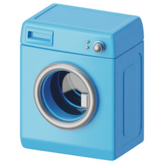 Efficient home cleaning blue washing machine contemporary kitchen digital illustration modern design front view household necessities