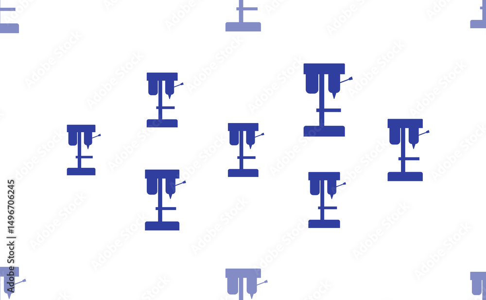 Poster seamless pattern of large isolated blue boring mill symbols. the pattern is divided by a line of ele