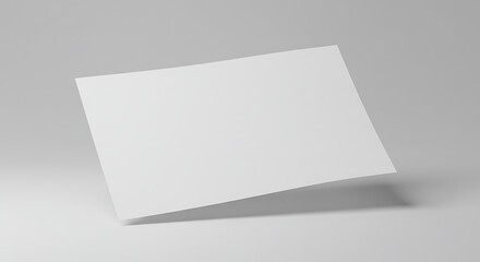 Blank White Paper Mockup Square Sheet Floating Isolated Gray Backgroun