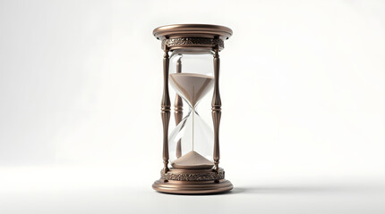 Hourglass showing the passage of time on white backgrounds
