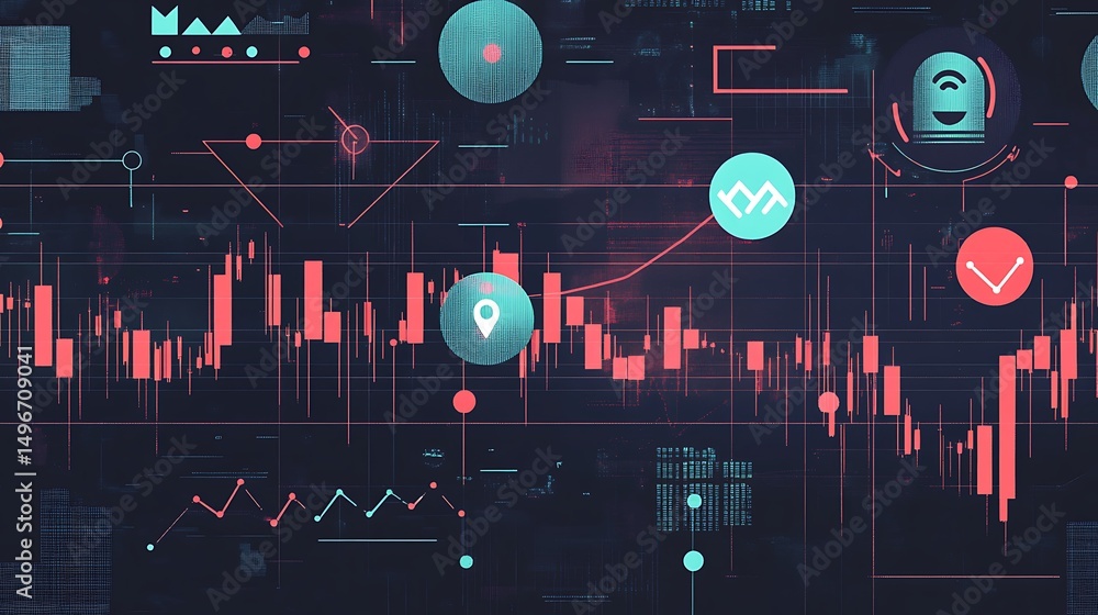 Poster data analysis with tech background.