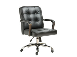 Obraz premium [Transparent Background PNG]Modern Black Leather Office Chair