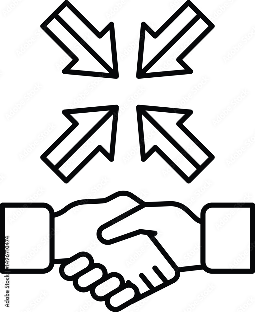 Poster a handshake between two people with arrows pointing in different directions