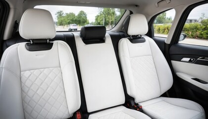 Modern automobile interior with a luxurious leather seat and dashboard, ready for travel