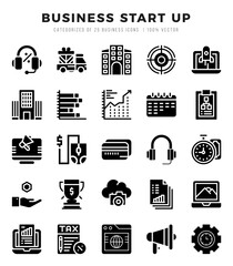 Business Start Up icons Pack. Glyph icons set. Business Start Up collection set.