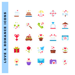 Obraz premium 25 Love Flat icon pack. vector illustration.